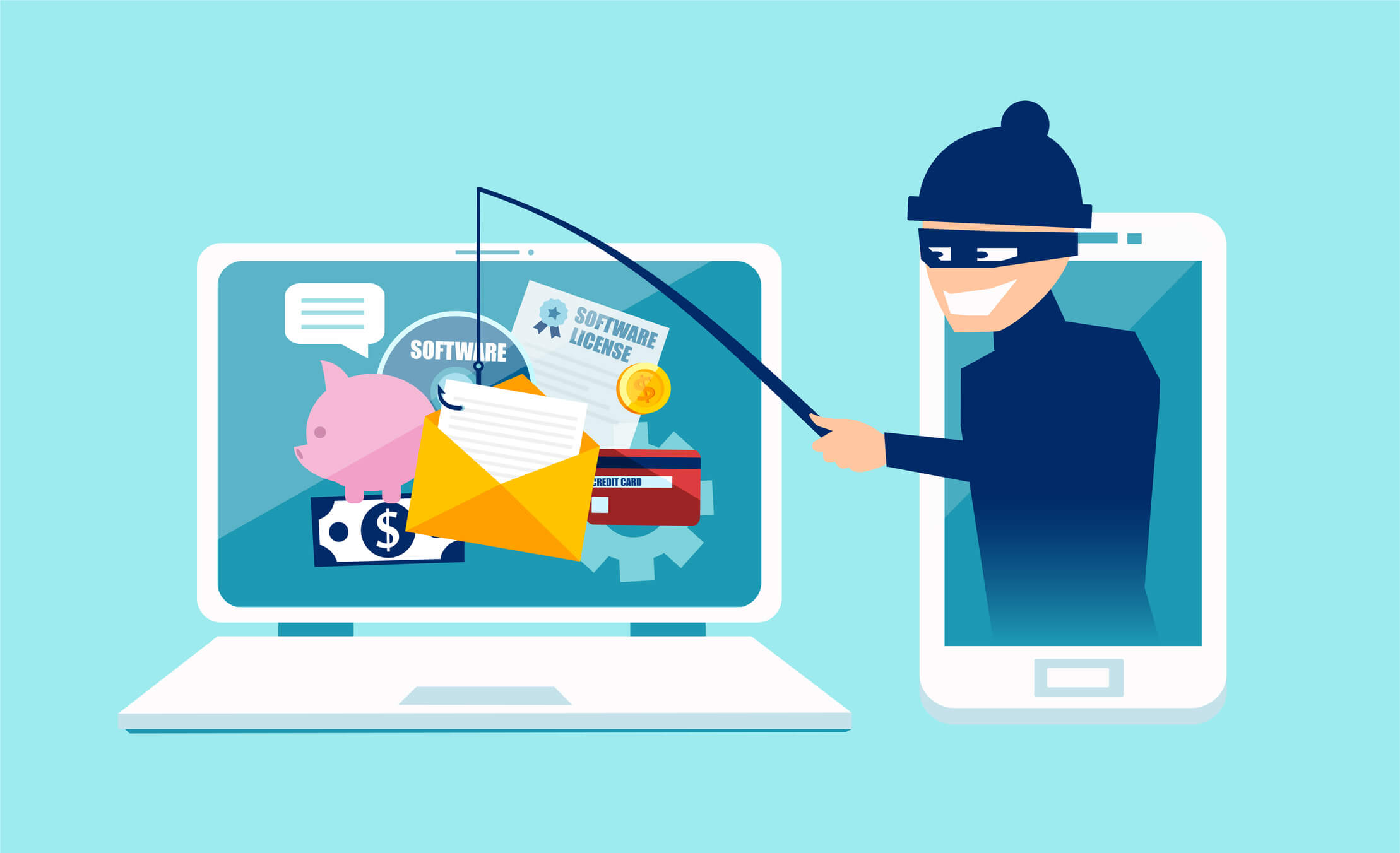 Illustration of a phishing scam