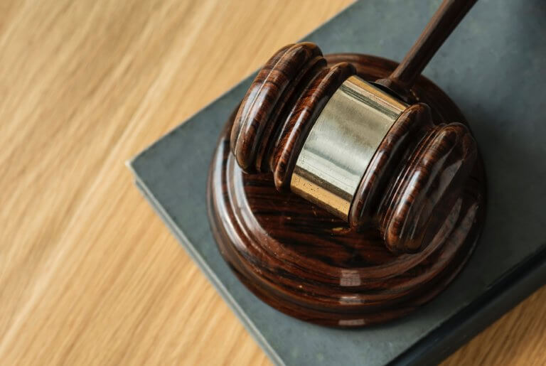 A gavel on a desk